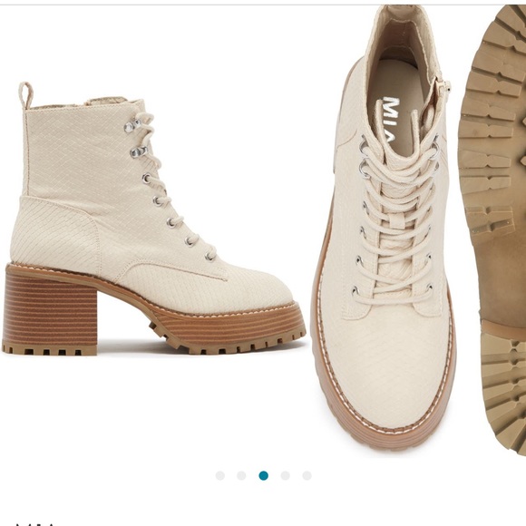 Mia Sian Lug Sole Combat Boot 85 Ivory 